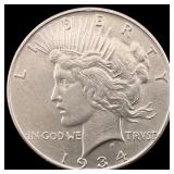 1934 Silver Peace Dollar CLOSELY UNCIRCULATED