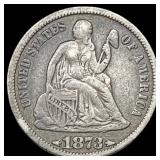 1873 Silver Dime (No Arrows) LIGHTLY CIRCULATED