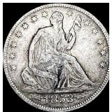 1853 Arrows/Rays Seated Liberty Half Dollar  NICE