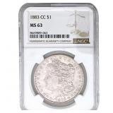 1883-CC Morgan Silver Dollar NGC MS63