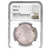 1902 Morgan Silver Dollar NGC MS63
