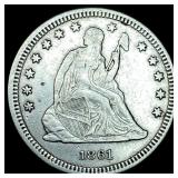 1861 Silver Seated Liberty Quarter ABOUT UNCIRCULA