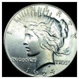 1924-S Silver Peace Dollar CHOICE AU