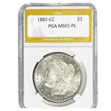 1882-CC Morgan Silver Dollar PGA MS65 PL
