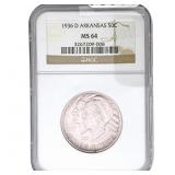 1936-D Arkansas Half Dollar NGC MS64