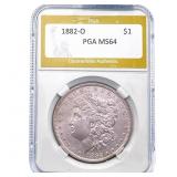 1882-O Morgan Silver Dollar PGA MS64