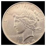 1934 Silver Peace Dollar CLOSELY UNCIRCULATED