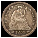 1853 Arrows Seated Liberty Quarter LIGHTLY CIRCULA