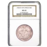 1936-D San Diego Half Dollar NGC MS65