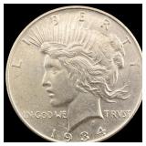 1934 Silver Peace Dollar CHOICE AU