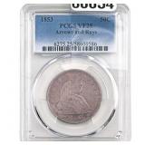 1853 Seated Liberty Half Dollar PCGS VF25 Arrows &