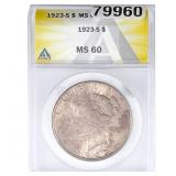 1923-S Silver Peace Dollar ANACS MS60