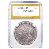 1878 Rev 79 Morgan Silver Dollar PGA AU58