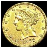 1882 Liberty Head Half Eagle $5 Gold UNCIRCULATED
