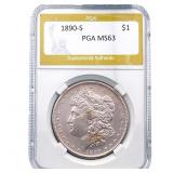 1890-S Morgan Silver Dollar PGA MS63