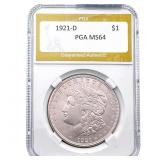 1921-D Morgan Silver Dollar PGA MS64