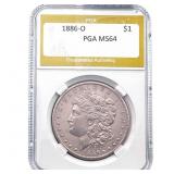 1886-O Morgan Silver Dollar PGA MS64