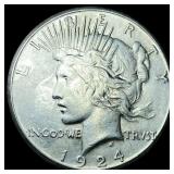 1924-S Silver Peace Dollar CHOICE AU