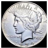1934-S Silver Peace Dollar NEARLY  UNCIRCULATED