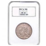 1947-D Walking Liberty Half Dollar NGC MS64