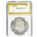 1878-S Morgan Silver Dollar PGA MS64 PL