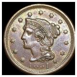 1851 Braided Hair Large Cent CLOSELY UNCIRCULATED