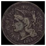 1865 Nickel Three-Cent Piece LIGHTLY  CIRCULATED