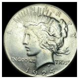 1924-S Silver Peace Dollar CHOICE AU