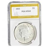 1921 Silver Peace Dollar PGA MS64