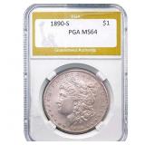 1890-S Morgan Silver Dollar PGA MS64