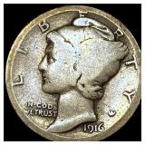 1916-D Silver Mercury Dime NICELY CIRCULATED