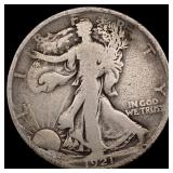1921-D Silver Walking Liberty Half Dollar NICELY C