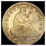1853 Arrows Seated Liberty Quarter CHOICE AU