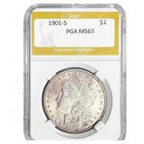 1901-S Morgan Silver Dollar PGA MS63