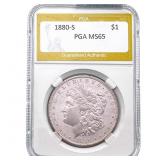 1880-S Morgan Silver Dollar PGA MS65
