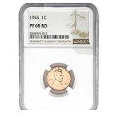 1955 Wheat Cent NGC PF68 RD