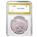 1927 Silver Peace Dollar PGA MS64