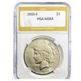 1935-S Silver Peace Dollar PGA MS64