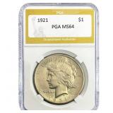 1921 Morgan Silver Dollar PGA MS64