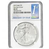 2019 Silver Eagle NGC MS70 First Day of Issue