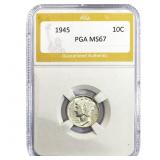 1945 Mercury Silver Dime PGA MS67