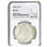 1891-O Morgan Silver Dollar NGC AU55