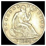 1854-O Silver Half Dollar ABOUT UNCIRCULATED