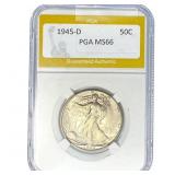 1945-D Walking Liberty Half Dollar PGA MS66