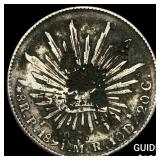 1891 Mexico Silver 1 Peso  NEARLY UNCIRCULATED