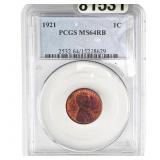 1921 Wheat Cent PCGS MS64 RB