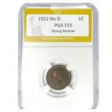 1922 No D Wheat Cent PGA F15 Strong Reverse