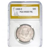 1948-D Franklin Half Dollar PGA MS66 FBL
