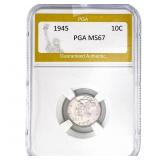 1945 Mercury Silver Dime PGA MS67
