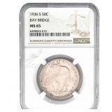 1936-S Bay Bridge Half Dollar NGC MS65